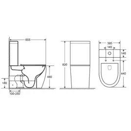 Унитаз напольный Azario MIRADA AZ-1289A безободковый, с бачком и сидением микролифт, Белый глянцевый
