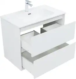 Тумба под раковину Aquanet Милан 80 белый глянец, подвесная, 336369