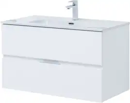Тумба под раковину Aquanet Алвита New 90 2 ящика, белый матовый 303920
