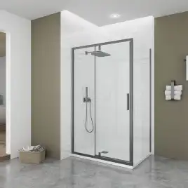 Душевой угол Veconi Ottimo P20SP GR, 1100х800х1900 графит брашинг, стекло прозрачное