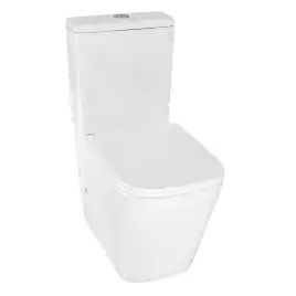 Унитаз-компакт Azario Quadro AZ-2175-1 напольный, безободковый, в комплекте с бачком и сиденьем микролифт, Белый глянцевый