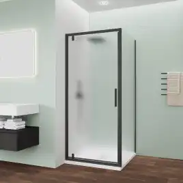 Душевой угол Veconi Ottimo P30SP B, 800х800х1900 черный матовый, стекло матовое
