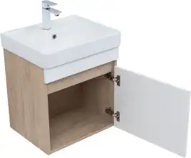 Тумба под раковину Aquanet Оптима 50 дуб светлый/белый сатин, 344798
