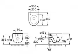 Подвесной унитаз Roca Meridian 480 мм, 346248000, белый
