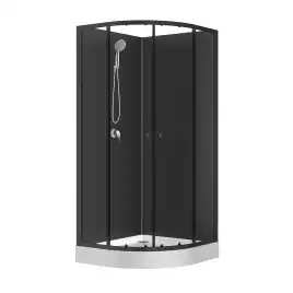 Душевая кабина Loranto 100х100 низкий поддон, прозрачное стекло, профиль Черный, CS-21800BP-100