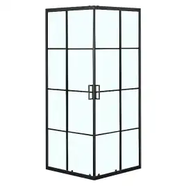 Душевой уголок Loranto 90х90 CS-211F-90, профиль черный матовый, стекло Прозрачное, лофт клетка