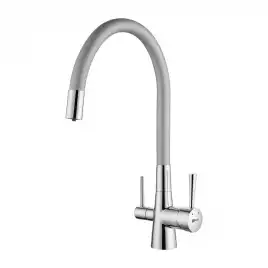 Смеситель для кухни Lemark Comfort LM3075C-Silver с подключением к фильтру с питьевой водой, Хром / Серый