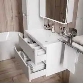 Тумба под раковину Grossman Адель 80 подвесная, белая глянцевая (108003)