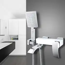 Смеситель для ванны Gappo G3207-8 с коротким изливом, Хром / Белый