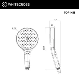 Душевая лейка WHITECROSS Y brushed nickel TOP-NIB, 3 режима, Никель брашированный