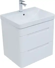 Тумба под раковину Aquanet София 60 белый глянец (2 ящика) 288905