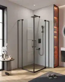 Душевой уголок CEZARES SLIDER-AH-2-80/90-100/110-C-NERO стекло Прозрачное, профиль Черный