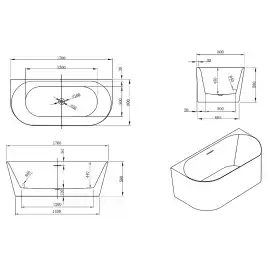 Акриловая ванна Azario MELADO 170х80 AZ-7005-17W, Пристенная