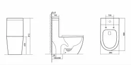 Унитаз моноблок напольный CeramaLux TR2176MN, безободковый, Белый
