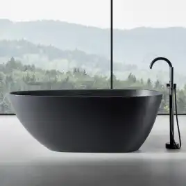 Ванна  Abber Dortmund 170х75 AM9911B из искусственного камня, Черная матовая