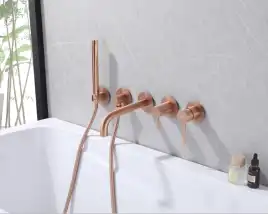 Смеситель для ванны с душем Abber Wasser Kreis AF8130MRG встраиваемый, с внутренней частью, Золото матовое