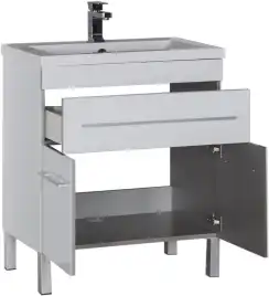 Тумба под раковину Aquanet Верона 75 белый (напольная 1 ящик 2 дверцы) 182706