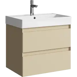 Тумба с раковиной подвесная Aqwella Geometria 65 GE01652MD, с двумя ящиками, цвет морская дюна