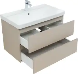Тумба под раковину Aquanet Вега 2.0 80 бежевый, подвесная, 337943