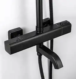 Душевая система Gappo G2491-6  с тропическим душем и термостатом, Черный матовый