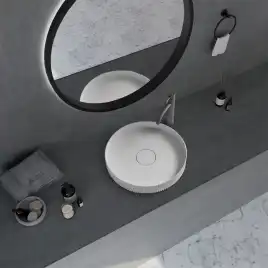 Раковина накладная ABBER STEIN 40х40х6 AS2604, круглая, белая матовая