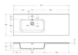 Керамическая раковина, чаша слева BelBagno BB1200ETL-L