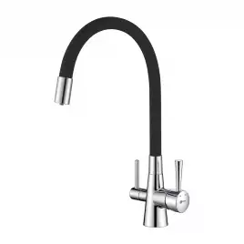 Смеситель для кухни Lemark Comfort LM3075C с подключением к фильтру с питьевой водой, Хром / Черный