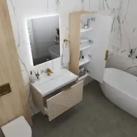 Тумба под раковину Grossman Блисс 70 подвесная, бежевый матовый (107051)