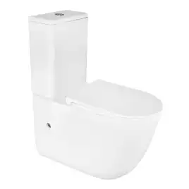 Унитаз-компакт Azario RIANO AZ-1307A напольный, безободковый, со смывом Торнадо, в комплекте с бачком и сиденьем микролифт, Белый глянцевый