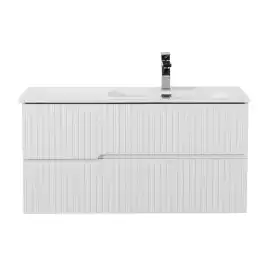 Тумба под раковину Cezares DUET-N 100 см, DUET-N-1000-2C-SO-BL-R подвесная, Bianco Lucido