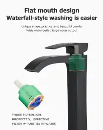 Смеситель для раковины Gappo G1007-86 высокий, Черный матовый