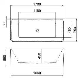 Акриловая ванна Azario RODEN 170х75 AZ-6715-2, Пристенная