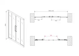 Душевая дверь Abber Schwarzer Diamant 150 см, AG33150BH, профиль Черный, стекло Прозрачное