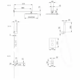 Душевая система ABBER Daheim AF8250NG скрытого монтажа с изливом, термостат, никель