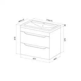 Тумба с раковиной IDDIS Ray 70, подвесная, Белая, RAY70W0i95K