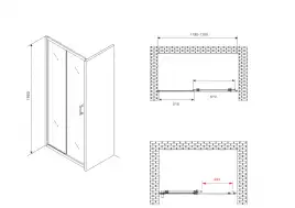 Душевая дверь Abber Schwarzer Diamant 120 см, AG301205, профиль Хром, стекло Прозрачное