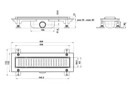 Душевой лоток Good Door 350  с перфорированной решеткой, комбинированный затвор ТЛ00025, Черный матовый