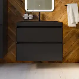 Тумба с раковиной AVS Гармония 80 черная матовая, N821-07-800BM-02-810BM