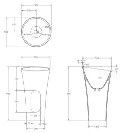 Раковина напольная ABBER STEIN 50х50х90 AS2509-H, круглая, белая матовая