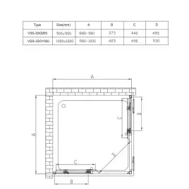 Душевой уголок Vincea Soft 100х100 VSS-3SO100CLB, профиль черный, стекло Прозрачное