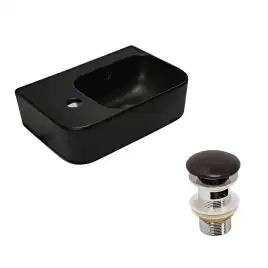 Рукомойник AVS Грэйс 37x25 R, черный матовый с донным клапаном