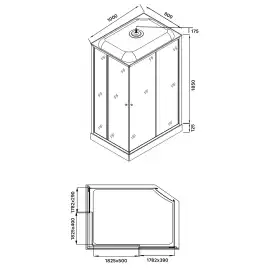 Душевая кабина Loranto 100х80 CS-5180-13R G, низкий поддон, цвет профиля сатин