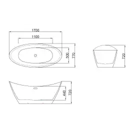 Акриловая ванна Azario GARDENIA Matt 170х77 AZ-6608M, Отдельностоящая