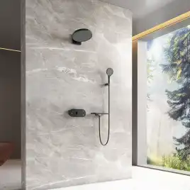 Душевая система  Vincea Futura VSFW-2F12TMB VSFW-2F12TMB  с термостатом, встраиваемая, черный матовый