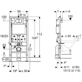 Инсталляция Geberit Delta 458.163.21.1 для унитаза с клавишей смыва Хром глянцевый