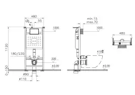 Комплект унитаза с инсталляцией Vitra Mia Round Rim-Ex 9873B003-7201 с сиденьем Микролифт и клавишей смыва Хром глянцевый