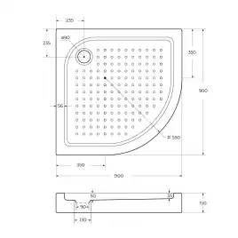 Акриловый душевой поддон BelBagno 90х90, TRAY-BB-R-90-550-15-W, Белый