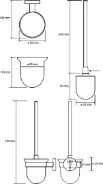 Ершик для унитаза подвесной щётка чёрная 9,5 см BEMETA AMBER Медное золото матовое 155113017