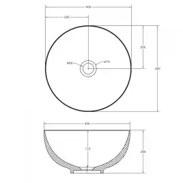 Раковина накладная ABBER STEIN 40х40х20 AS2617, круглая, белая матовая