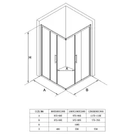 Душевой уголок Loranto 90х90 CS-AB01GG-90, профиль серый матовый, стекло Прозрачное